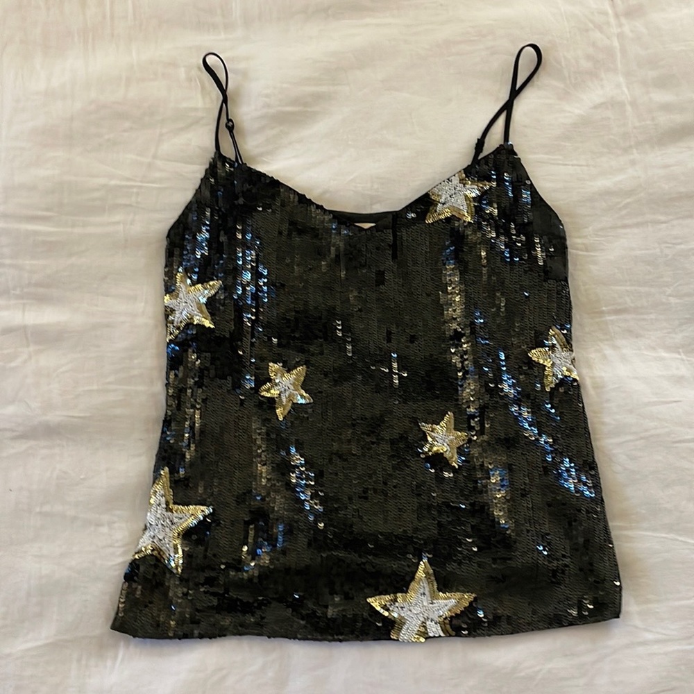 L’Agence black sequin star tank